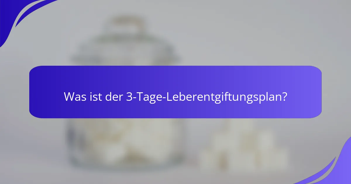 Was ist der 3-Tage-Leberentgiftungsplan?