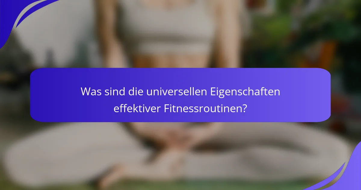 Was sind die universellen Eigenschaften effektiver Fitnessroutinen?
