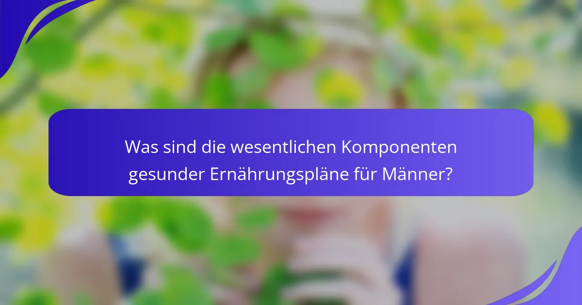 Was sind die wesentlichen Komponenten gesunder Ernährungspläne für Männer?