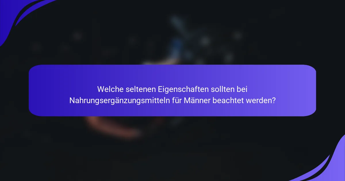 Welche seltenen Eigenschaften sollten bei Nahrungsergänzungsmitteln für Männer beachtet werden?