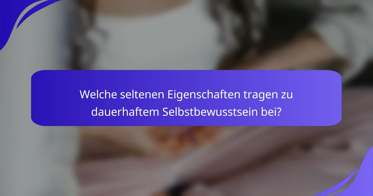 Welche seltenen Eigenschaften tragen zu dauerhaftem Selbstbewusstsein bei?