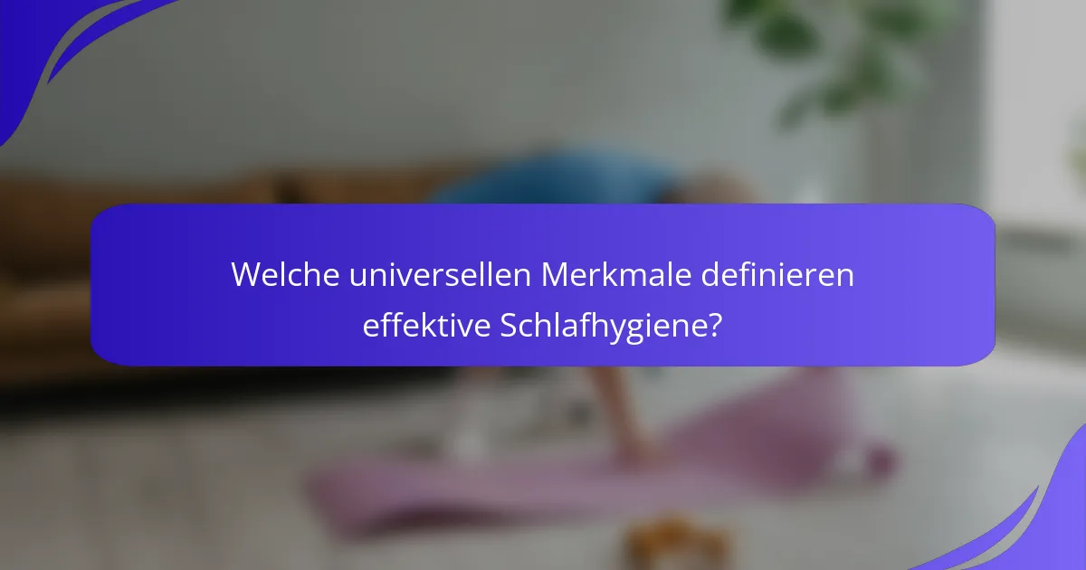 Welche universellen Merkmale definieren effektive Schlafhygiene?